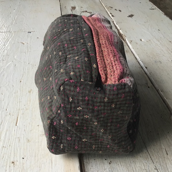 NEW free people vintage KANTHA cosmetic BAG pouch brown - Picture 4 of 5